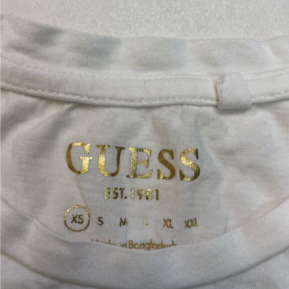 Guess Dreaming Denim Is Are World Graphic T-shirt Women XS White Short Sleeve - Picture 4 of 5